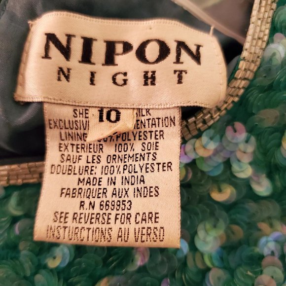 Nipon Night women's green sequin dress - Picture 3 of 6